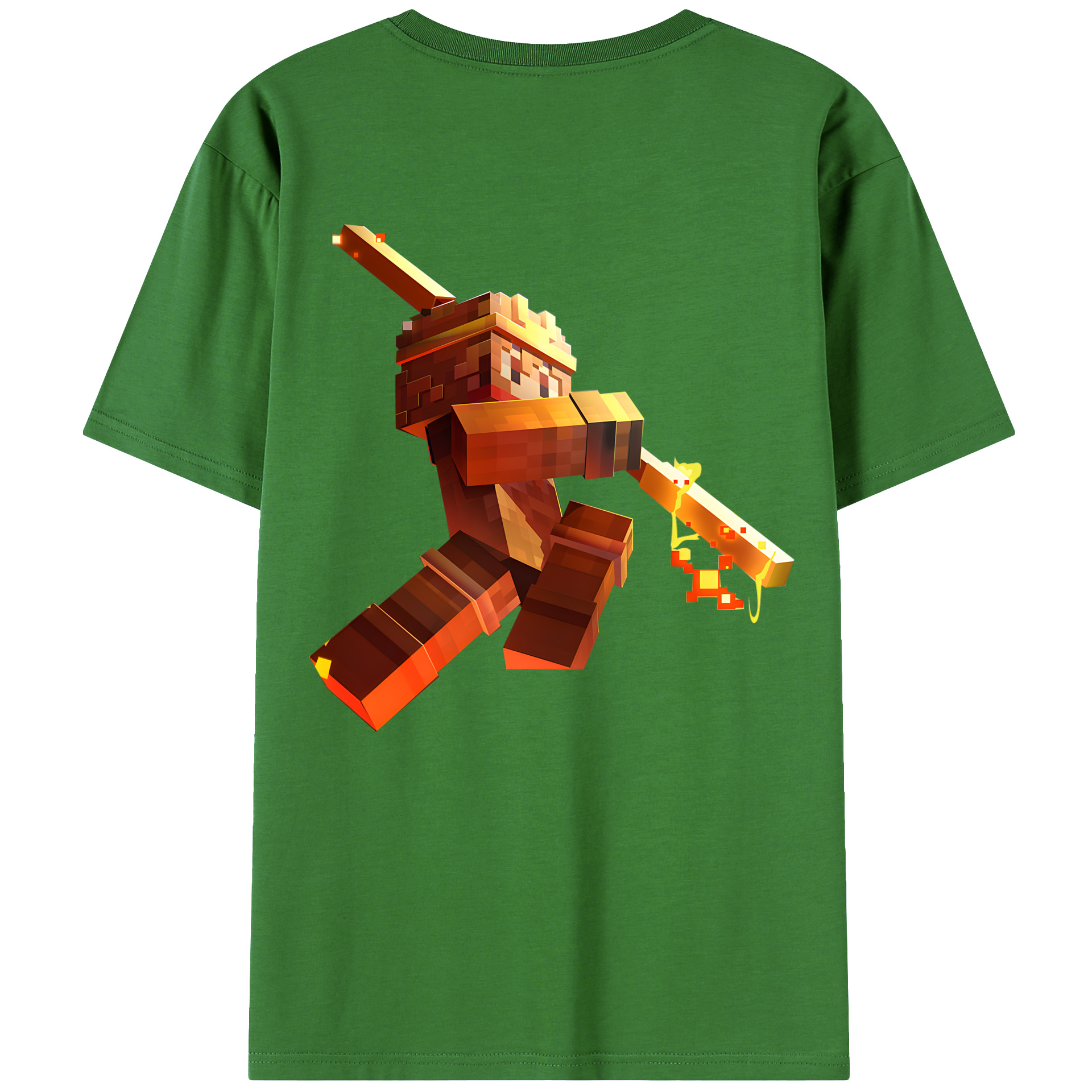 （画像用） マインクラフト ブロックの世界 Minecraft MC Block world レディース半袖Tシャツ(バックプリント)